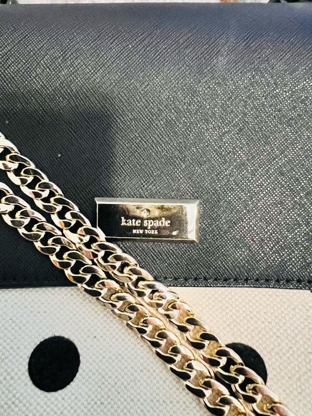 kate spade Black & Cream Polka Dot Top-Handle Satchel/Crossbody - Picture 3 of 6